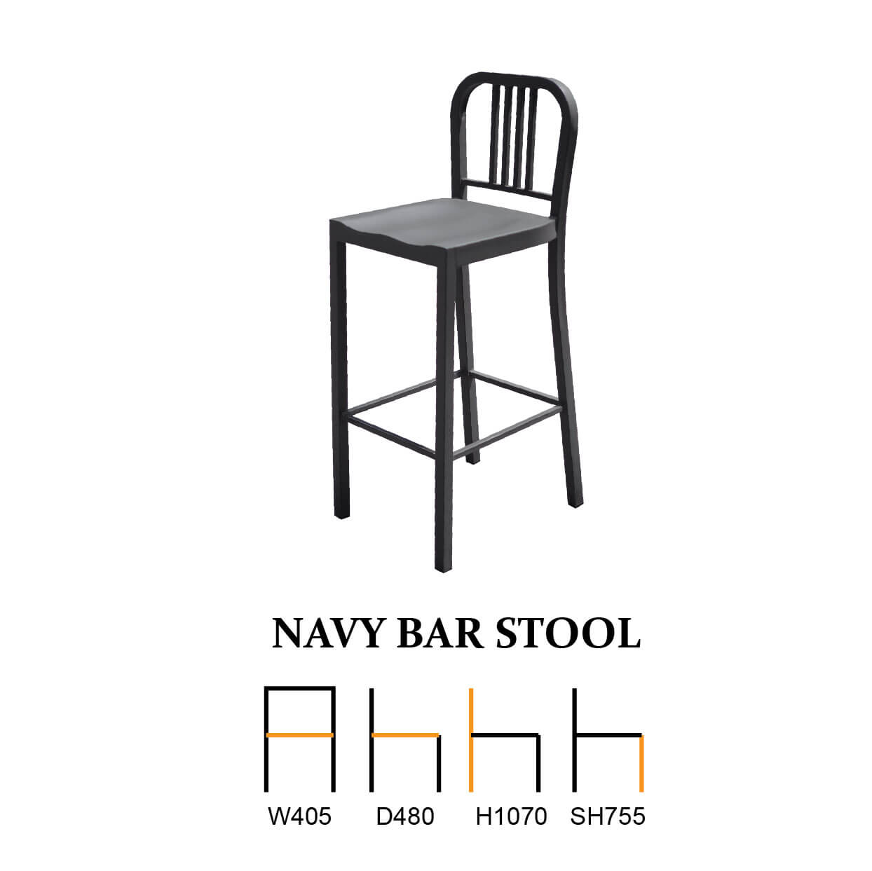 Navy Bar Stool
