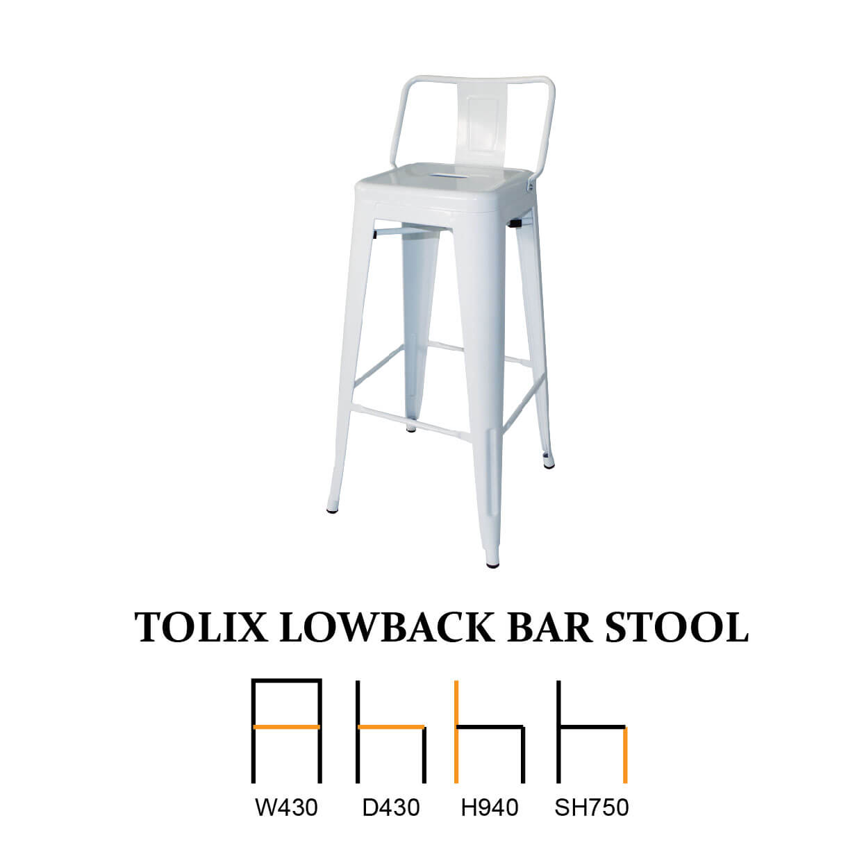 Tolix Low Back Bar Stool